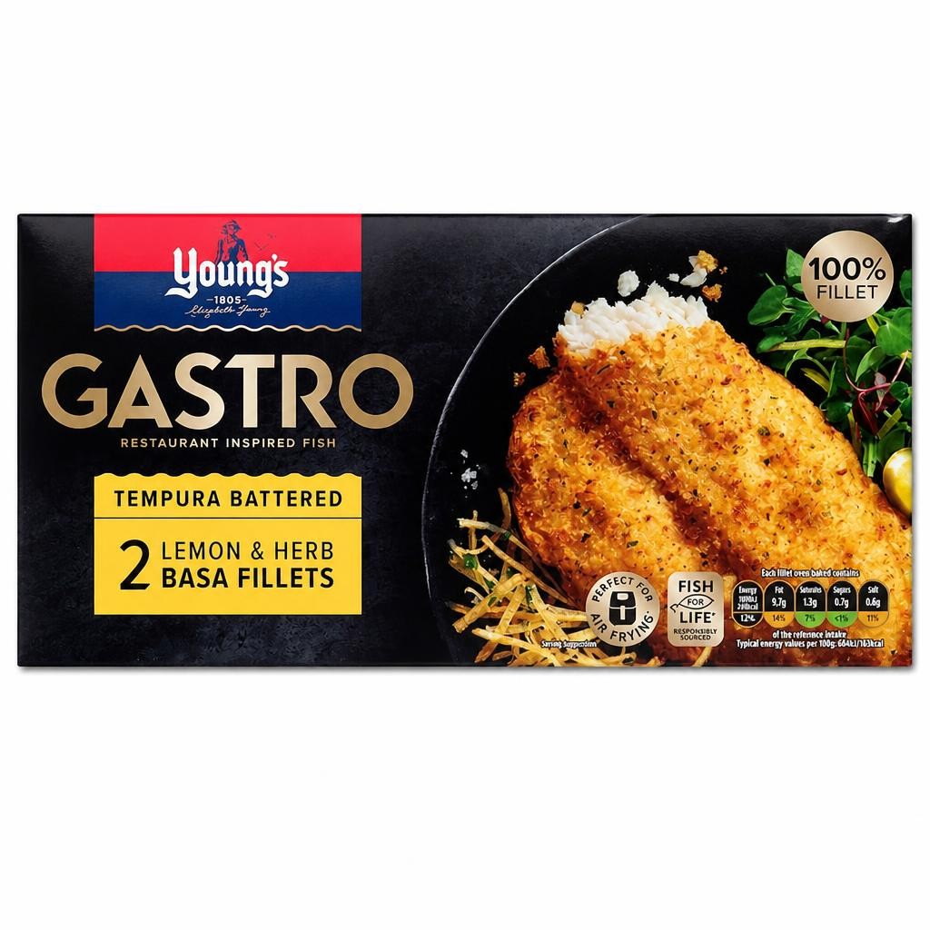 Youngs Gastro 2 Crispy Lemon Basa Fillets 310G