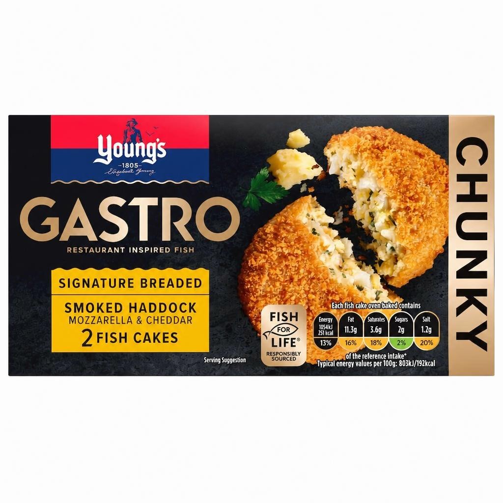 Youngs Gastro 2 Smoked Haddock Chunky Fish Cakes 270G