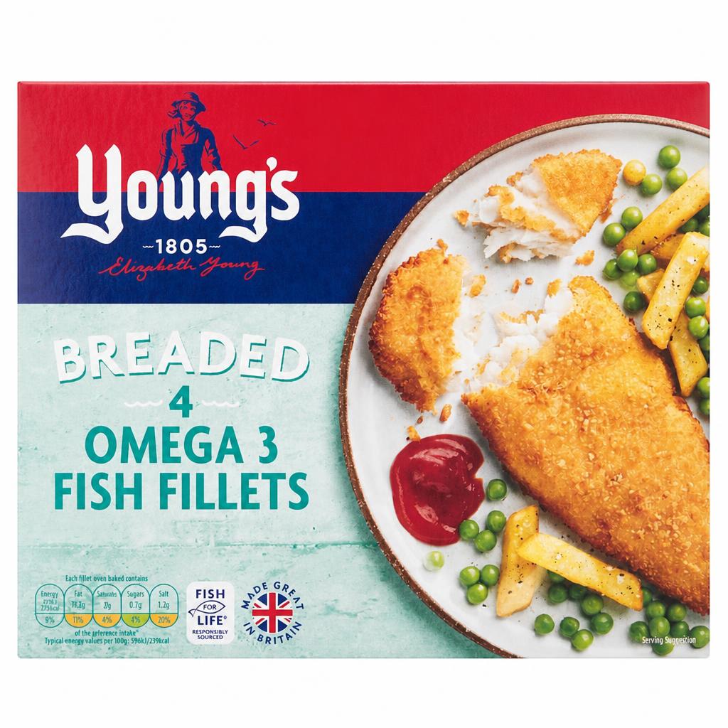 Young's Breaded 4 Omega 3 Fish Fillets 400g