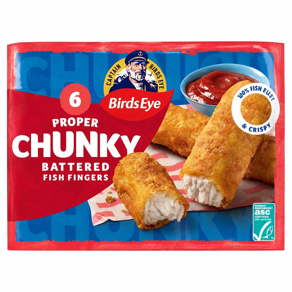 Birds Eye 6 Crispy Battered Fish Fingers Extra Large 360G