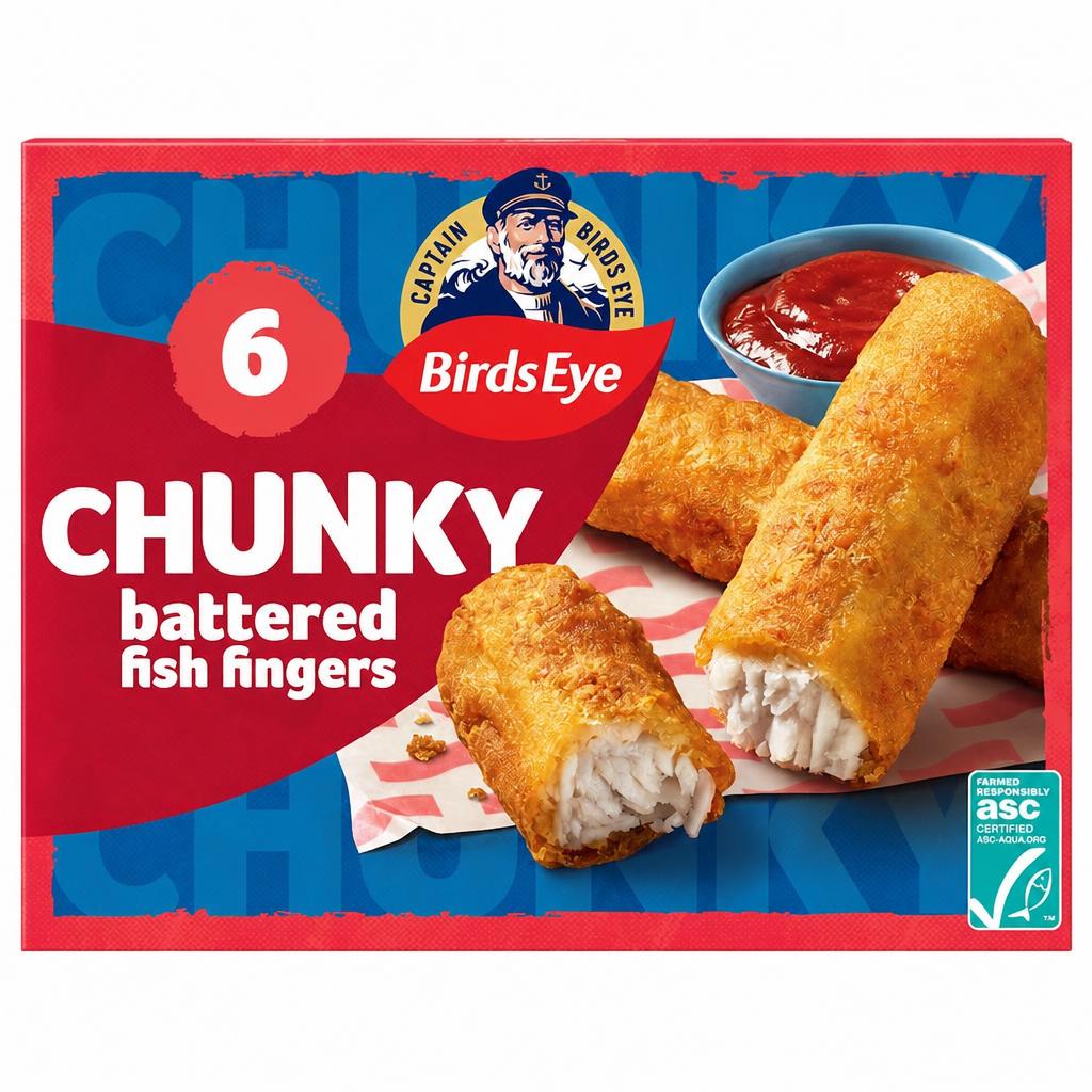 Birds Eye 6 Chunky Battered Fish Fingers 360g