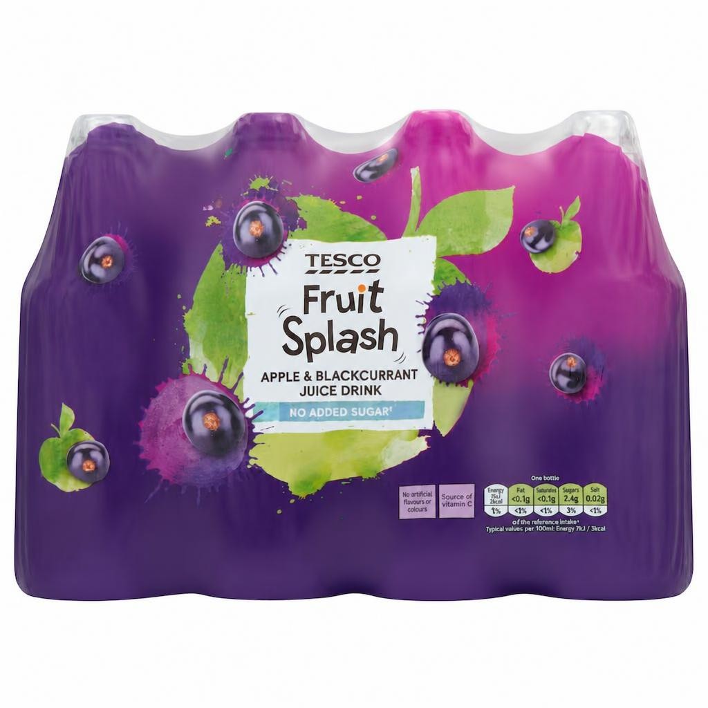 Tesco Apple/Blackcurrant Juice (No Added Sugar) 12X250ml