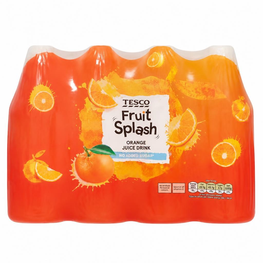 Tesco Fruit Splash Orange Juice Drink No Added Sugar 12 x 250ml