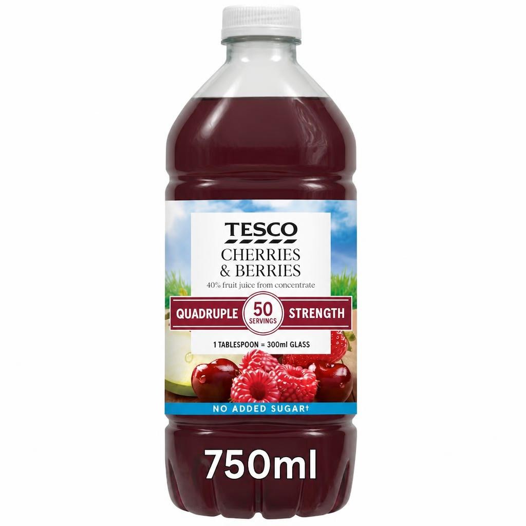 Tesco Quadruple Strength Cherries & Berries Squash 750Ml
