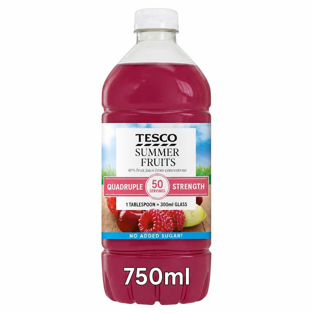 Tesco Quadruple Strength No Added Sugar Summer Fruits 750ml