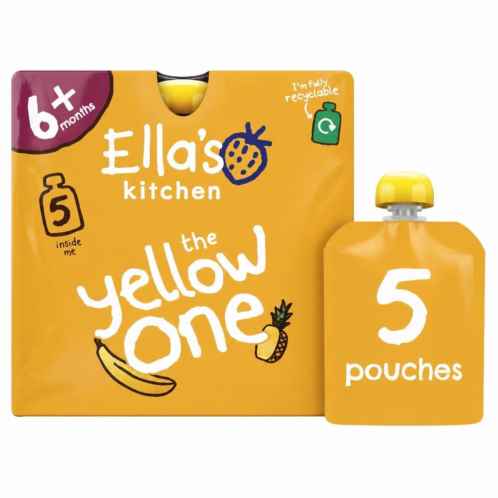 Ella's Kitchen Organic The Yellow One Smoothie Baby Food Pouch 6m+ 5 x 90g