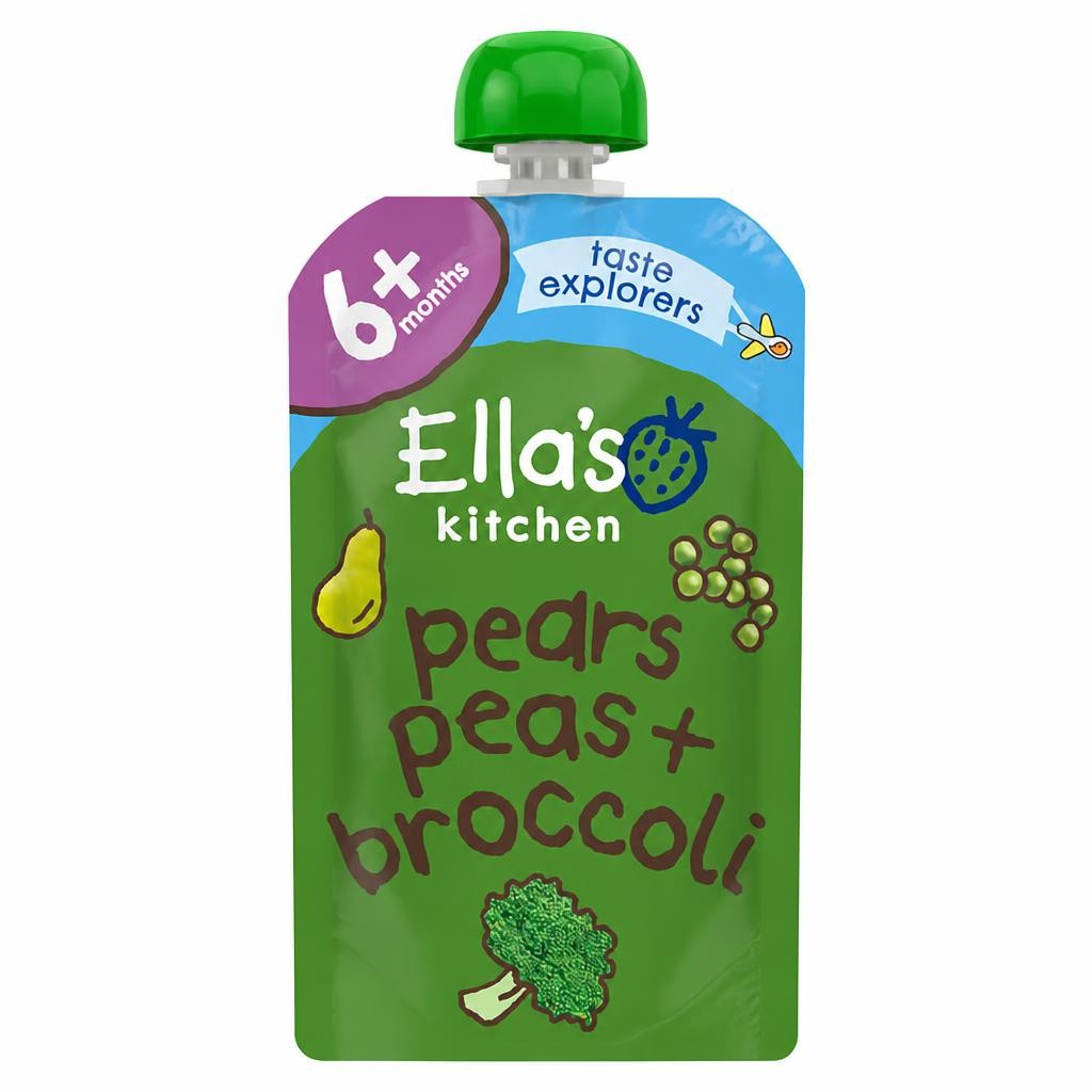 Ella's Kitchen Organic Pears, Peas + Broccoli Baby Food Pouch 6m+ 120g
