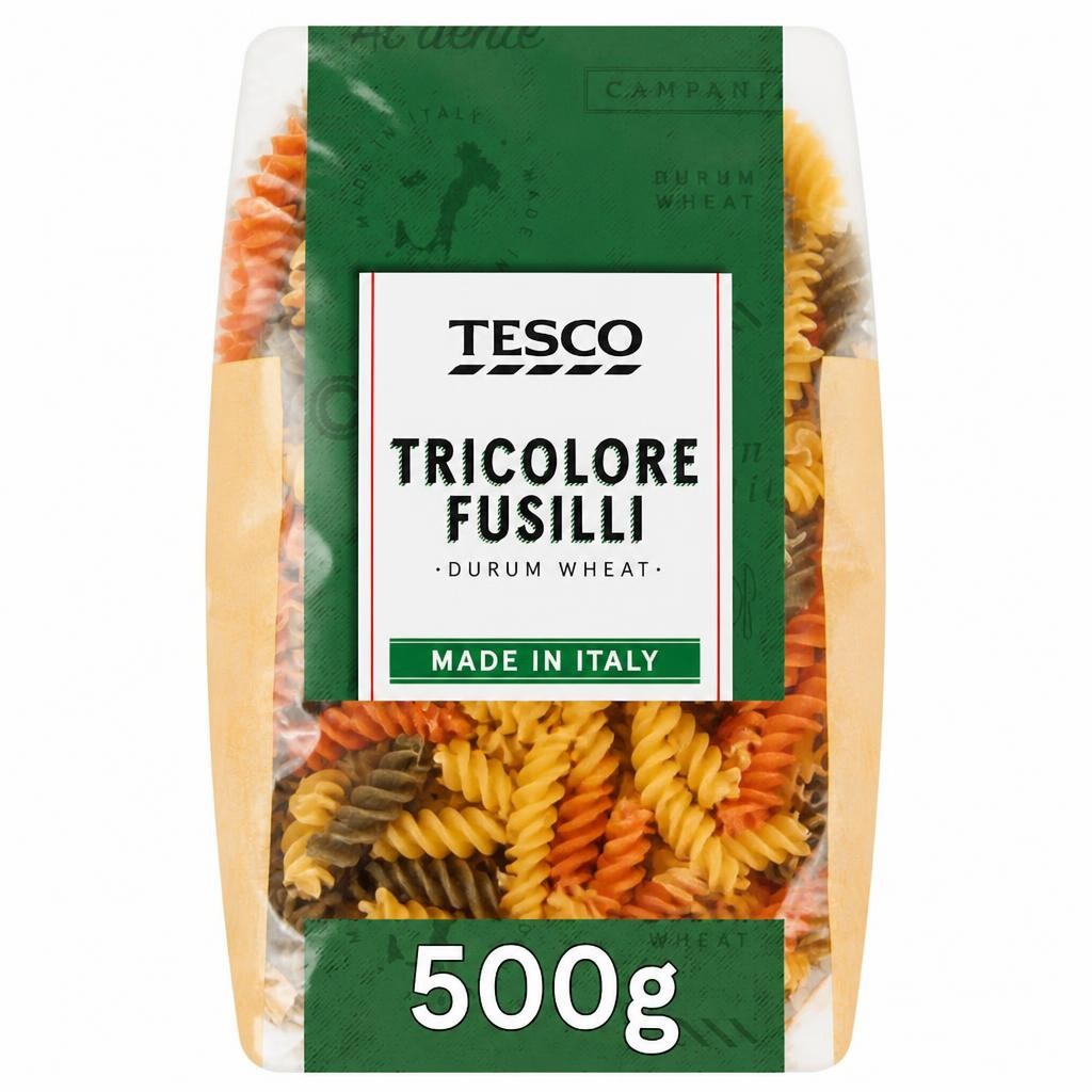 Tesco Tricolore Fusilli Pasta Twists 500G