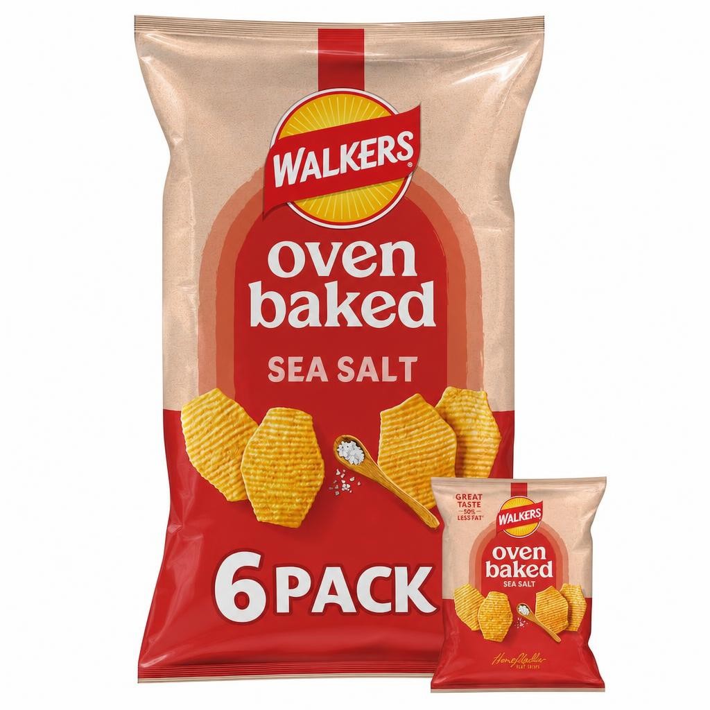 Walkers Baked Sea Salt Multipack Crisps 6x22g