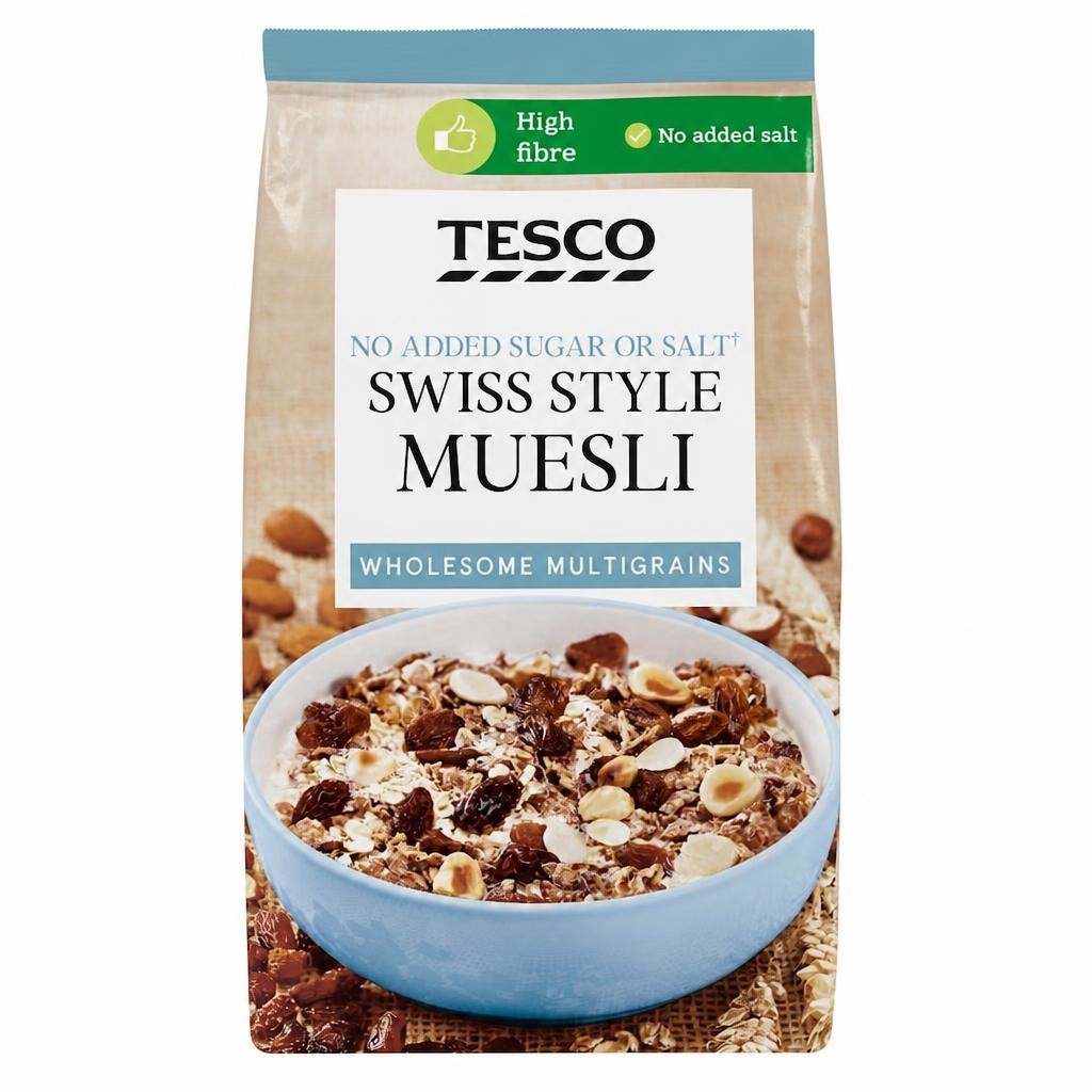 Tesco Swiss Style No Added Sugar Muesli 1Kg
