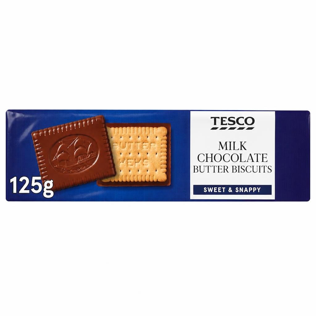 Tesco Milk Chocolate Butter Biscuits 125G