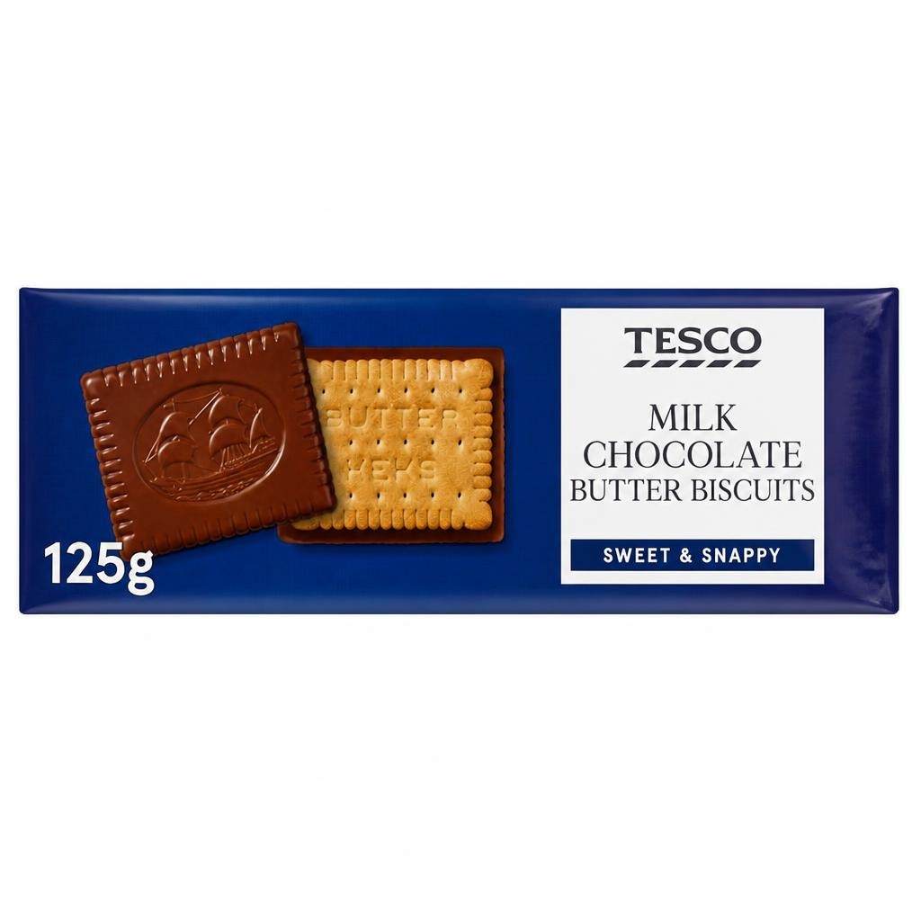 Tesco Milk Chocolate Butter Biscuits 125G