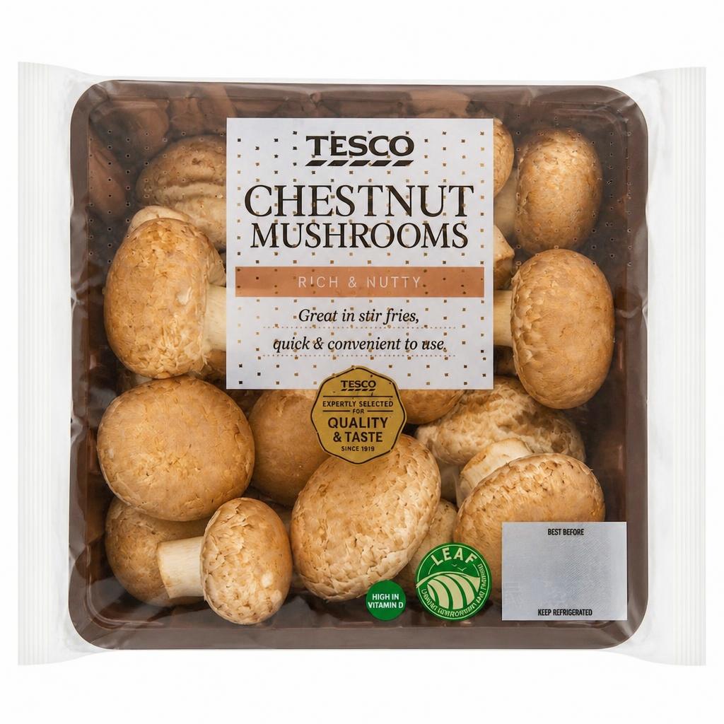 Tesco Family Pack Chestnut Vitamin D Mushrooms 485G
