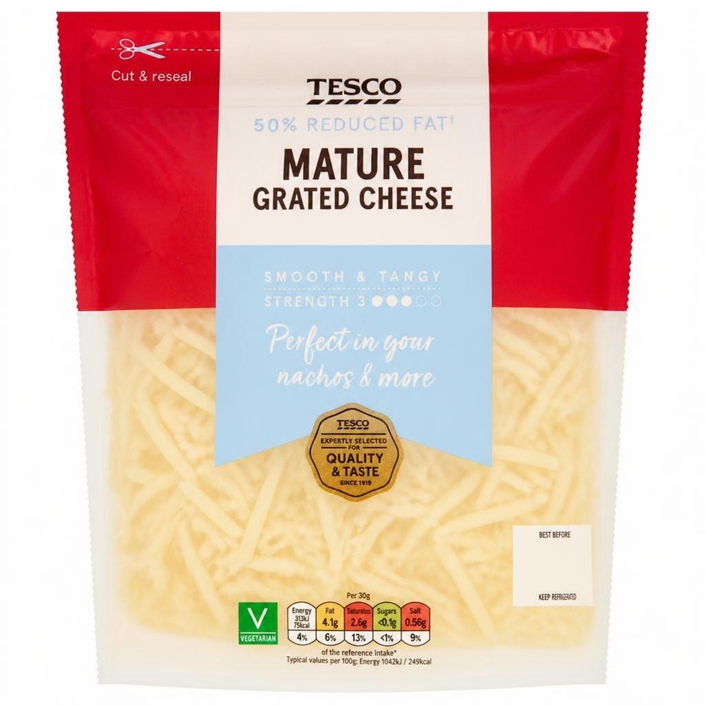 Tesco 50% Reduced Fat Mature Grated Cheese 250G