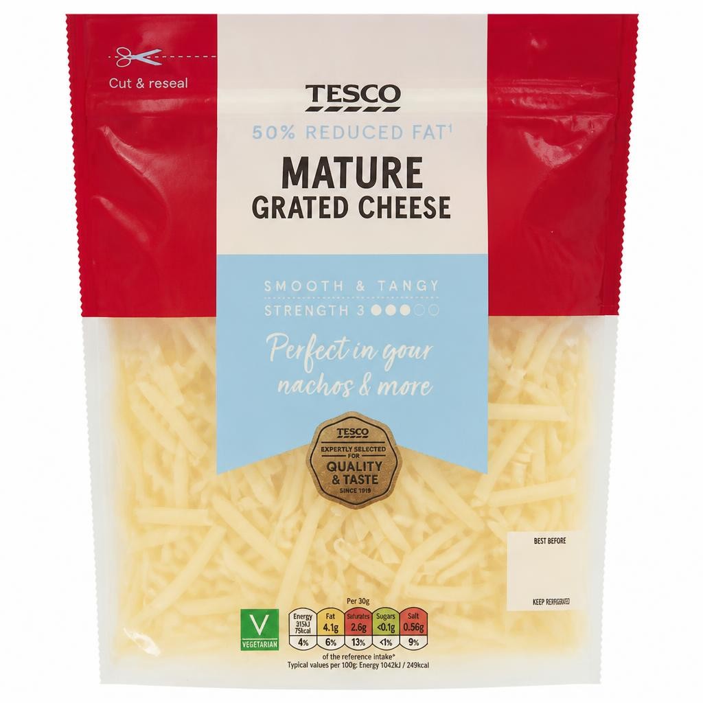 Tesco 50% Reduced Fat Mature Grated Cheese 250G