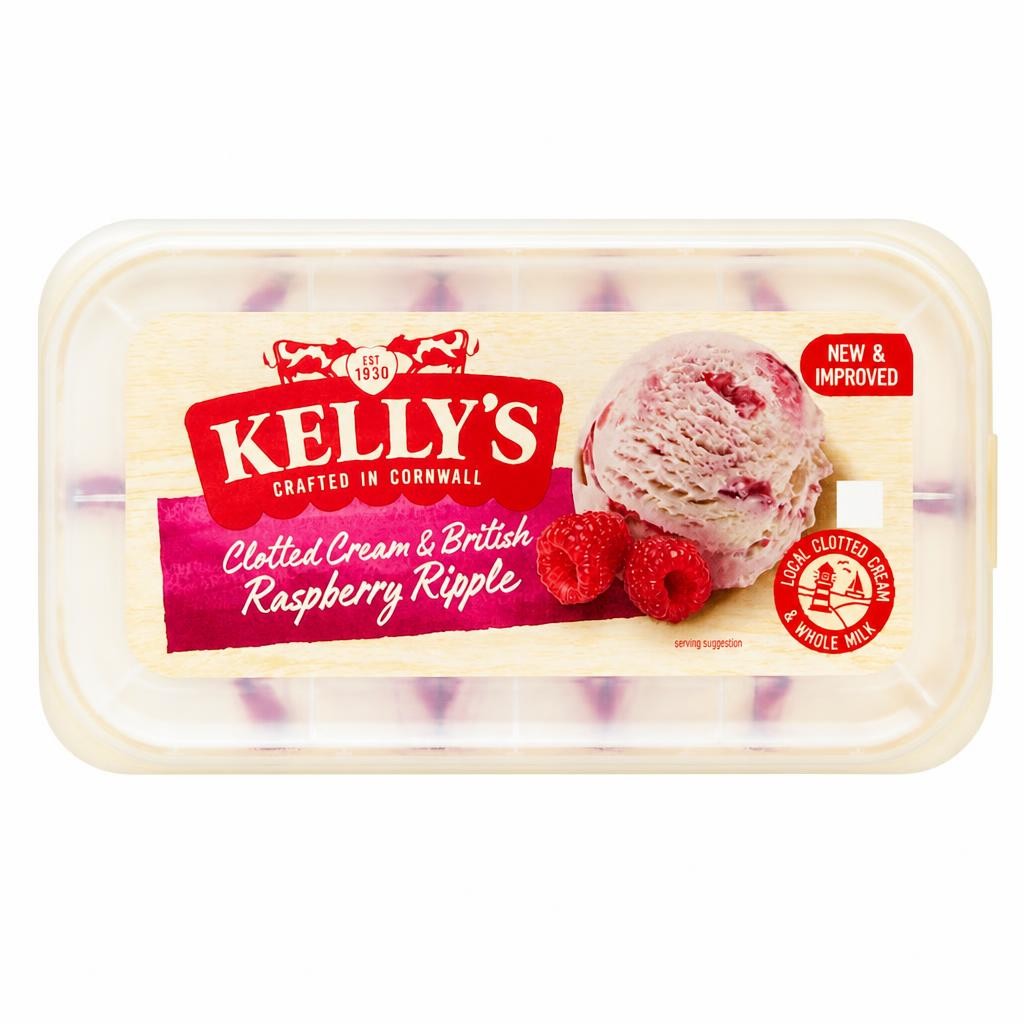 Kelly's Clotted Cream & Raspberry Ripple Ice Cream 950Ml