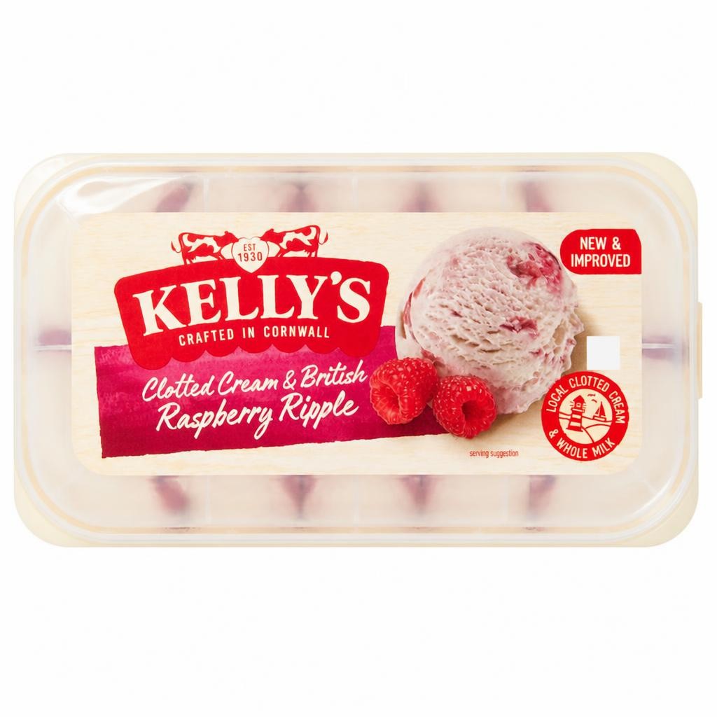 Kelly's Clotted Cream & Raspberry Ripple Ice Cream 950Ml