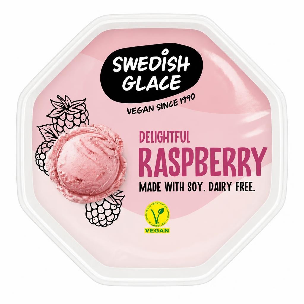 Swedish Glace Raspberry Non Dairy Vegan Ice Cream Tub 750ml