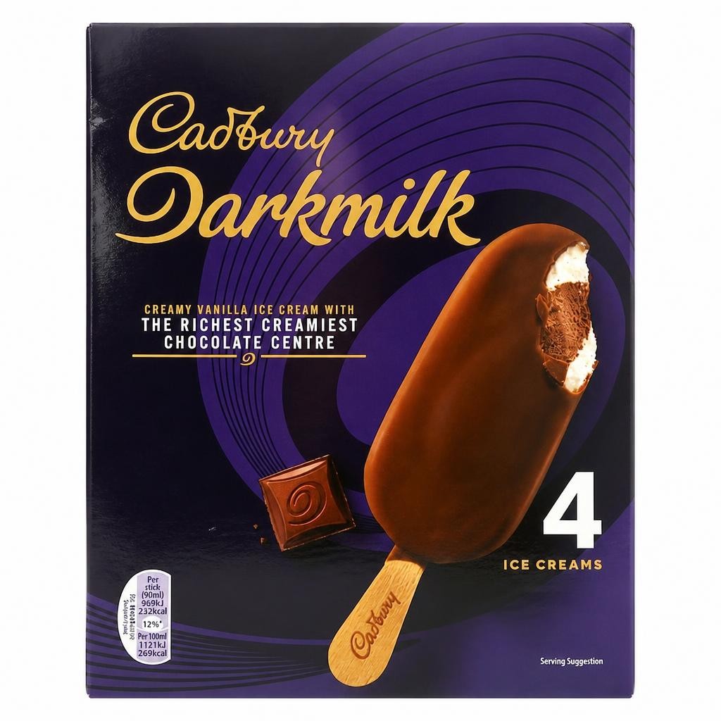 Cadbury Darkmilk Ice Cream Sticks 4X90ml