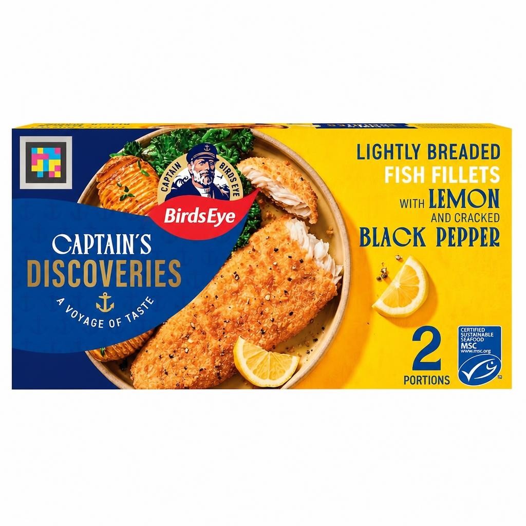 Birds Eye Captain's Discoveries 2 Lightly Dusted Fish Fillets with Lemon & Cracked Black Pepper 280g