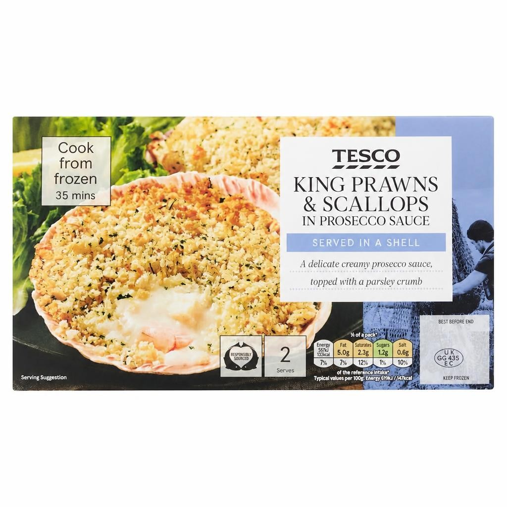 Tesco King Prawns & Scallops In Prosecco Sauce 200G