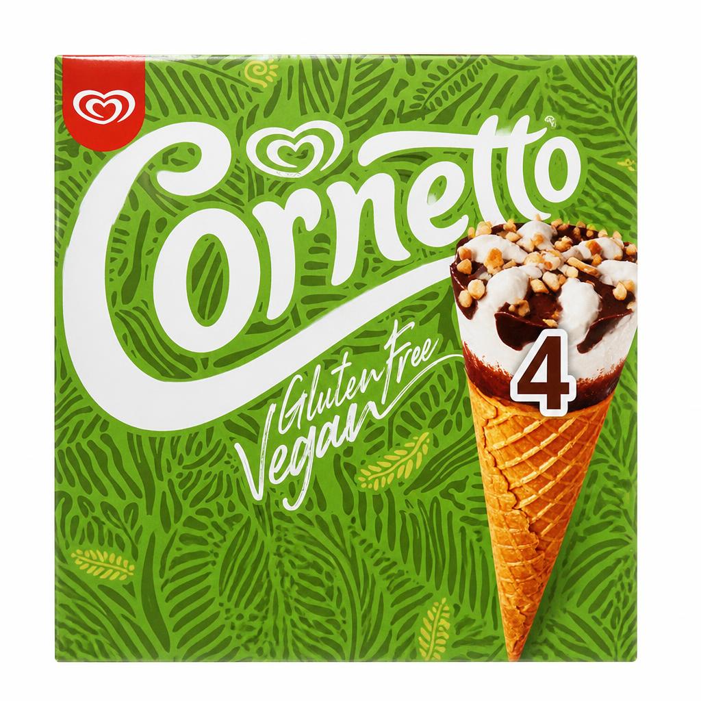 Cornetto Non Dairy Vegan Gluten Free Soy Vanilla Ice Cream Cone 4x90ml