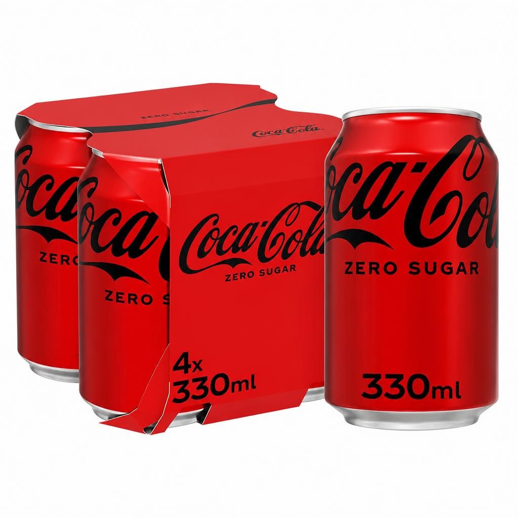 Coca-Cola Zero Sugar Soft Drink Cans 4 x 330 mL