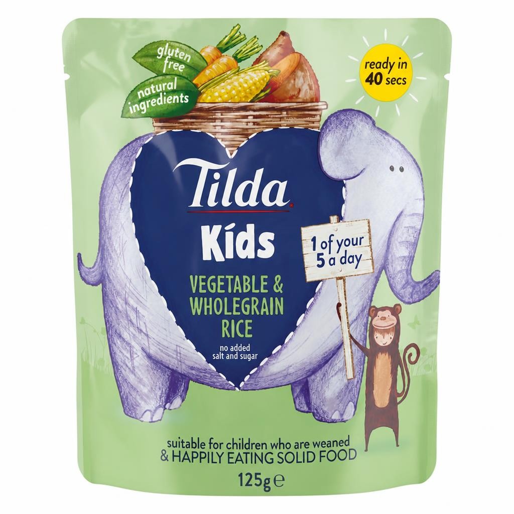 Tilda Kids Vegetable & Wholegrain Rice 125G