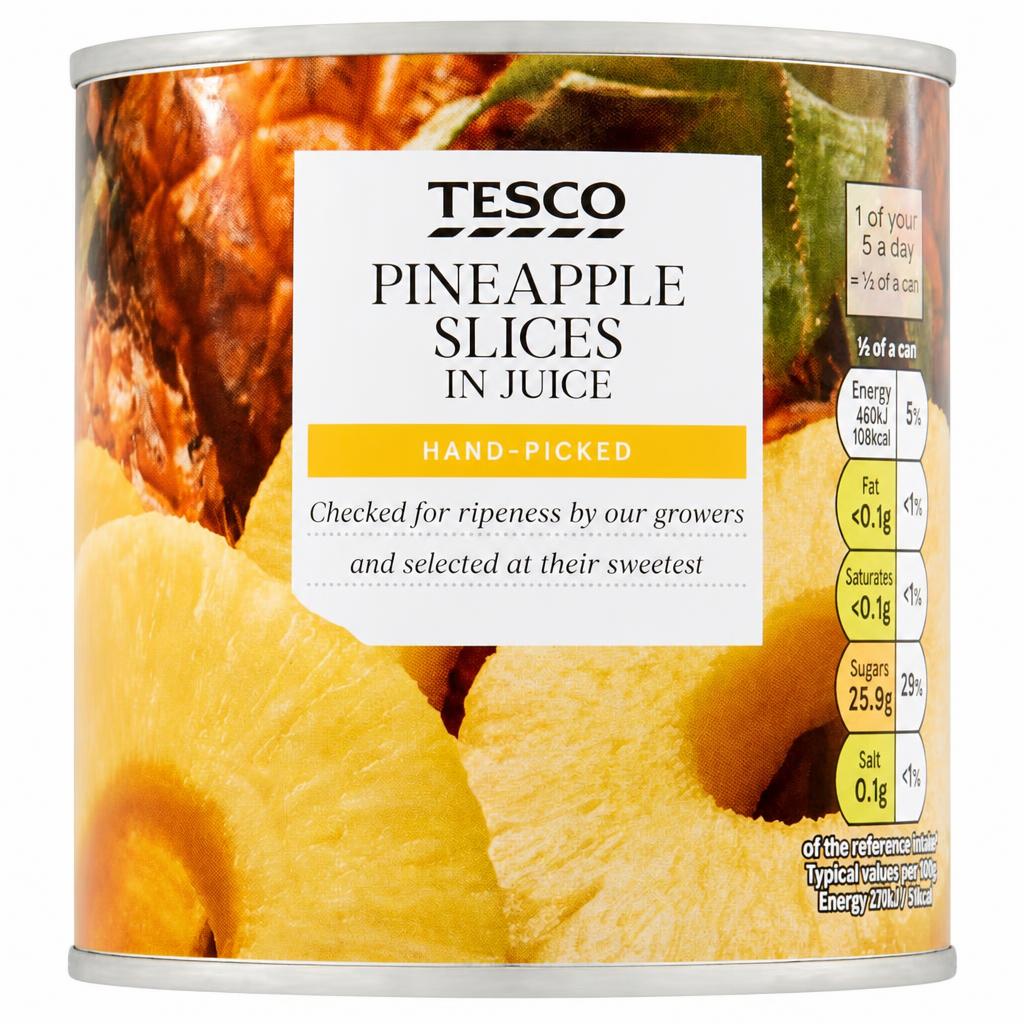 Tesco Pineapple Slices In Juice 425G