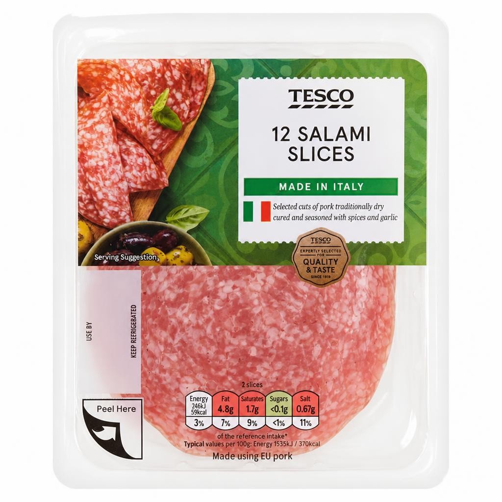 Tesco Salami Slices 12 Pack 100g