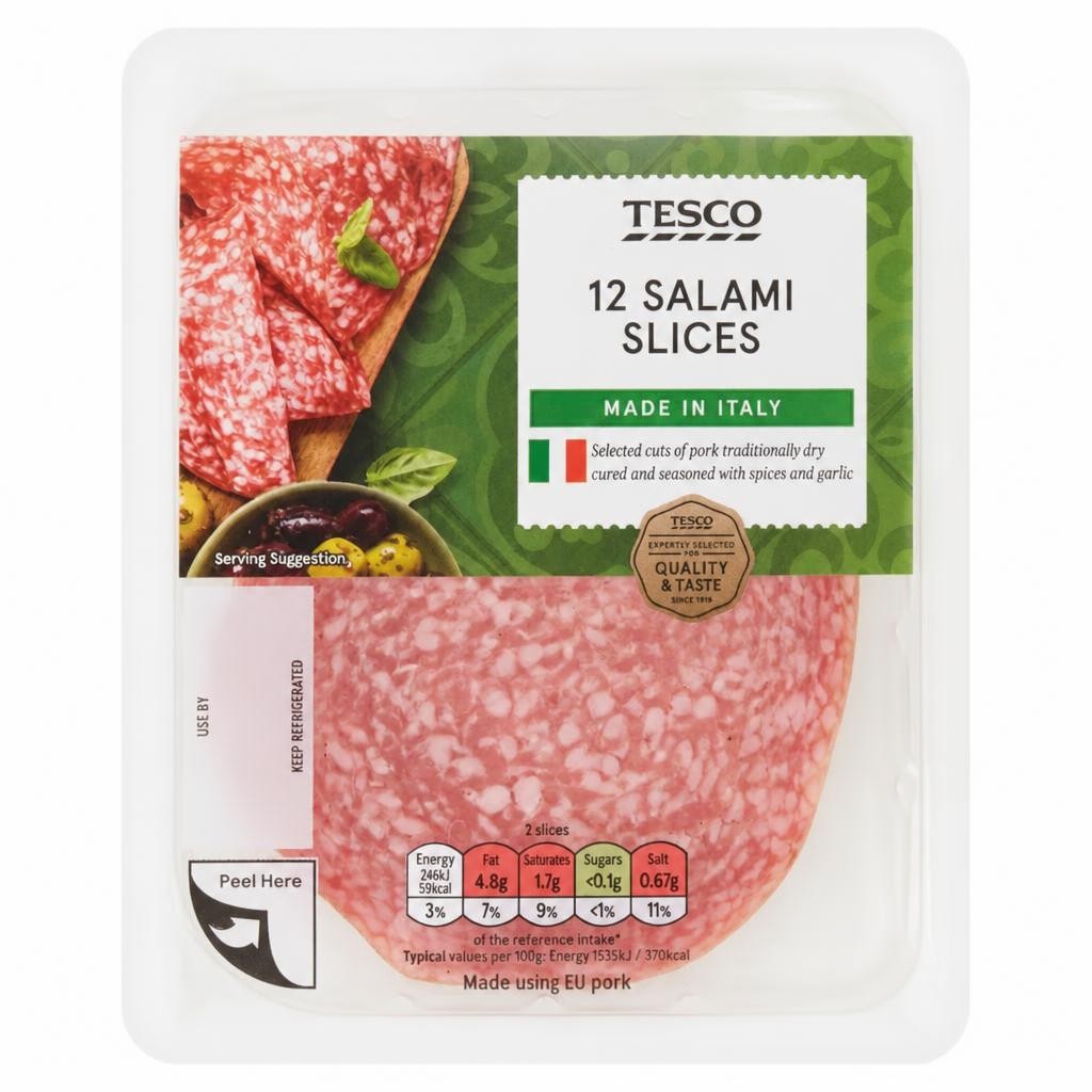 Tesco Salami Slices 12 Pack 100g