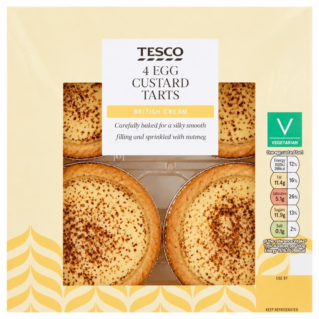 Tesco Egg Custard Tarts 4 Pack