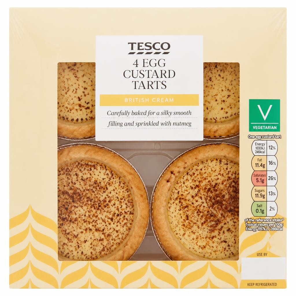 Tesco Egg Custard Tarts 4 Pack