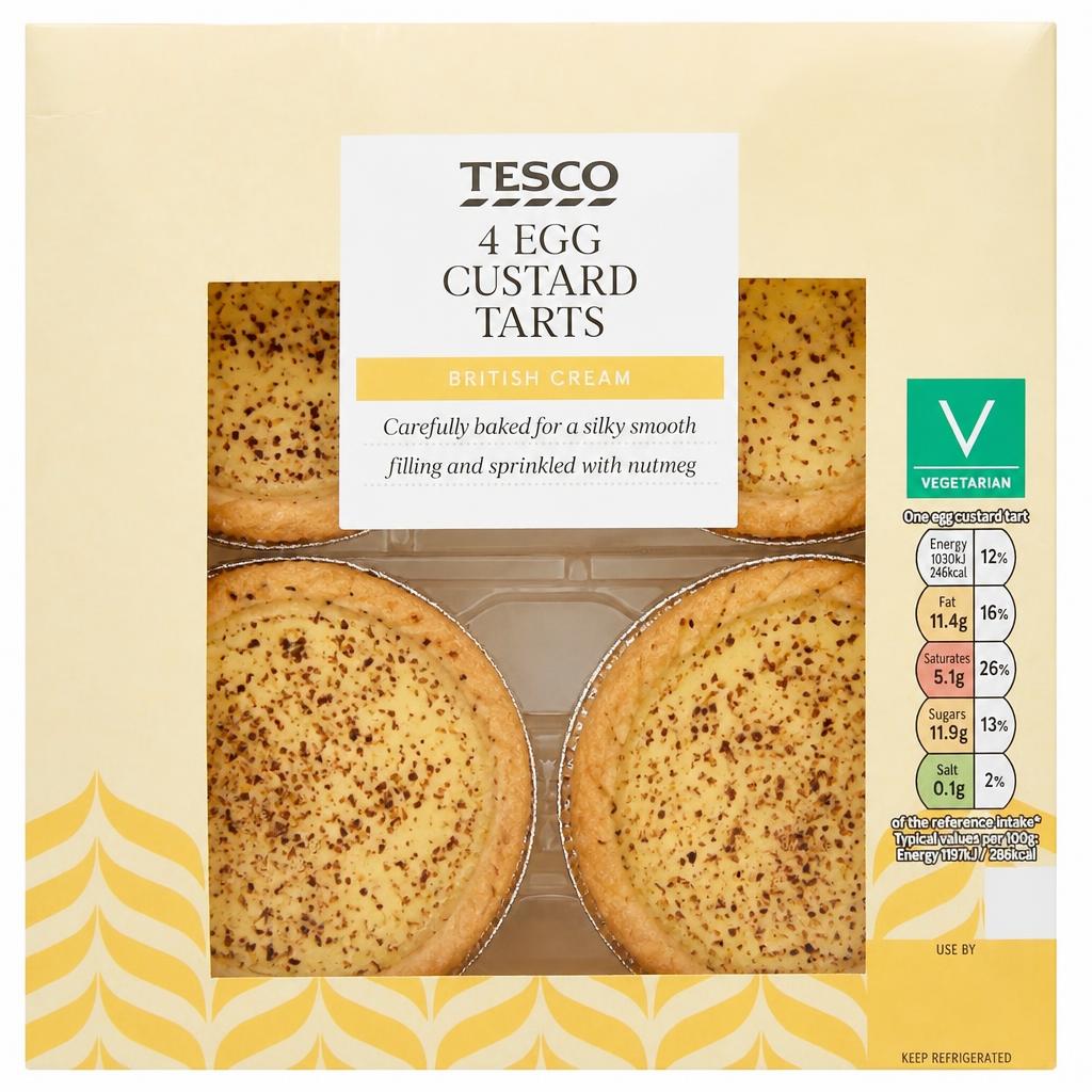 Tesco Egg Custard Tarts 4 Pack
