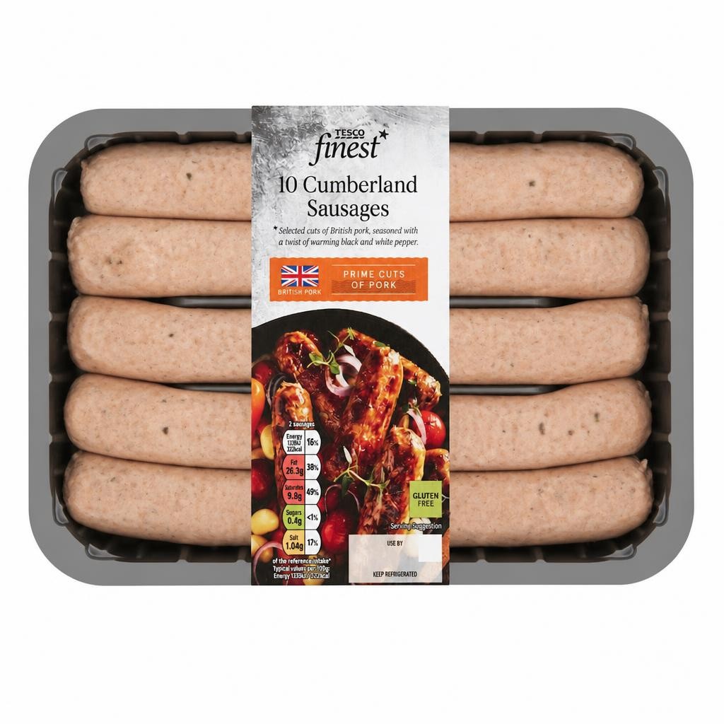 Tesco Finest British 10 Cumberland Sausages 667G