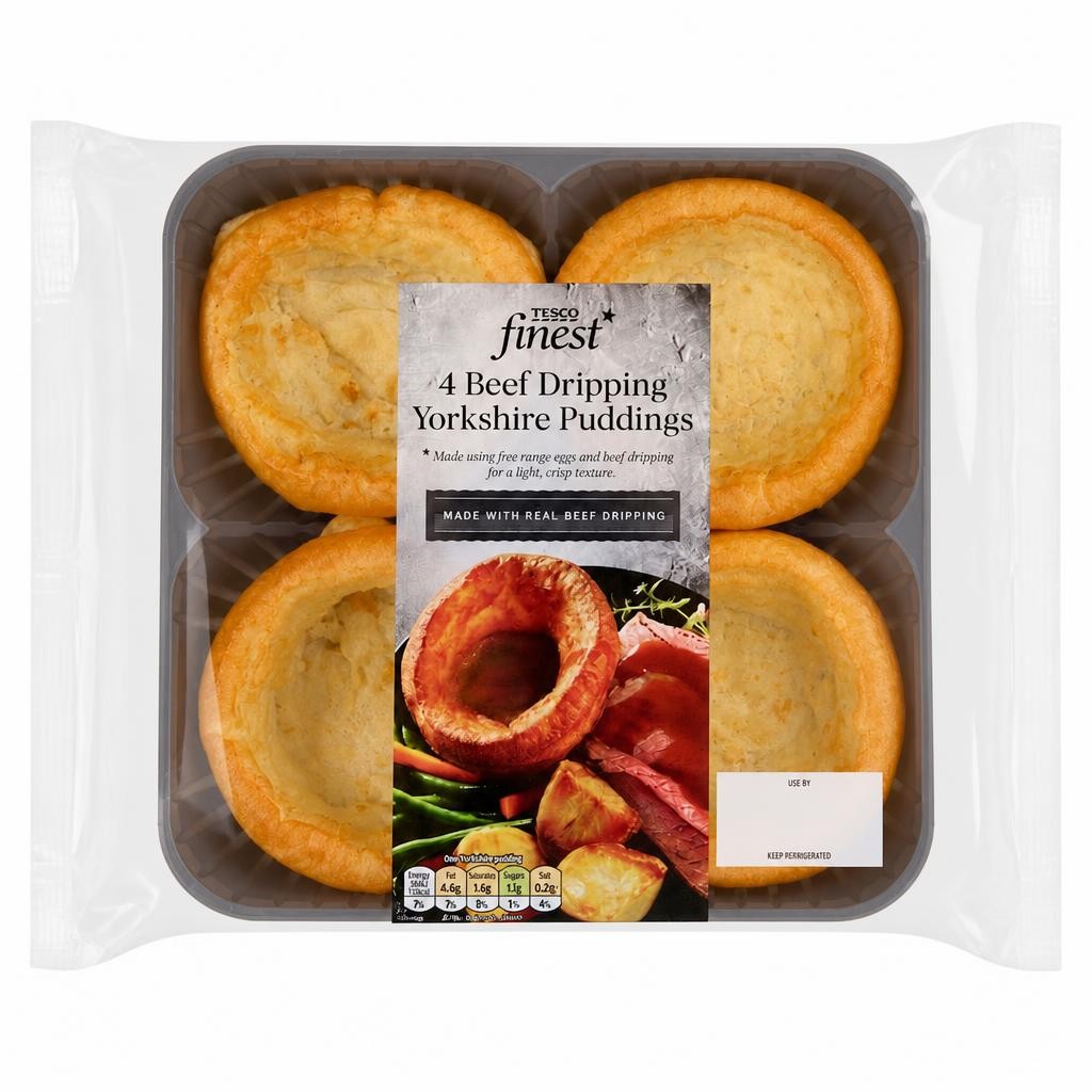 Tesco Finest 4 Beef Dripping Yorkshire Puddings 190G