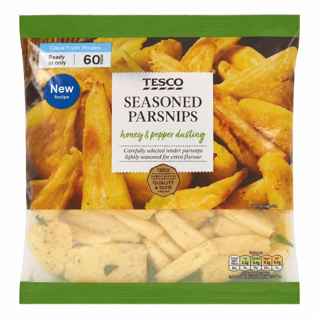 TESCO SEASONED BRITISH PARSNIPS 600g