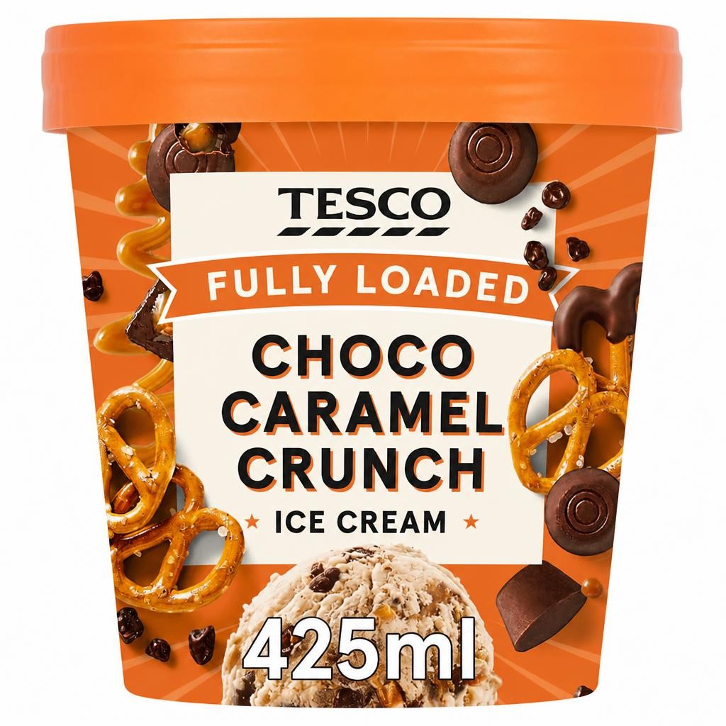 Tesco Fully Loaded Choco Caramel Crunch Ice Cream 425ml