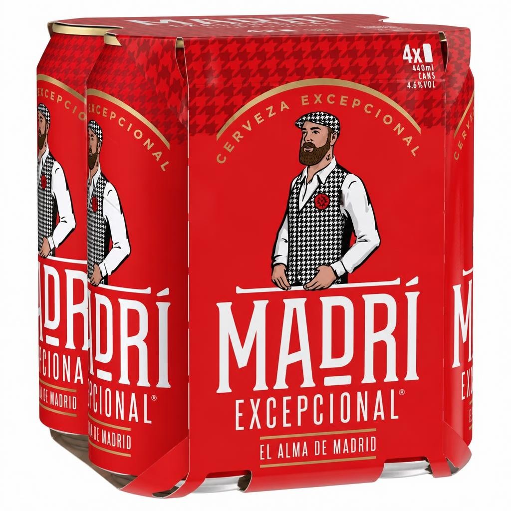 Madri Excepcional Premium Lager Beer Can 4 x 440ml