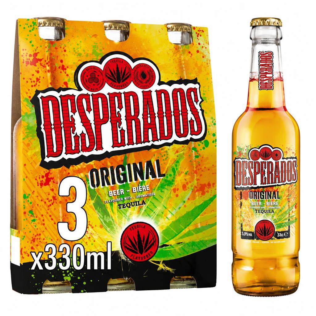 Desperados Tequila Flavoured Lager Beer Bottle 3x330ml