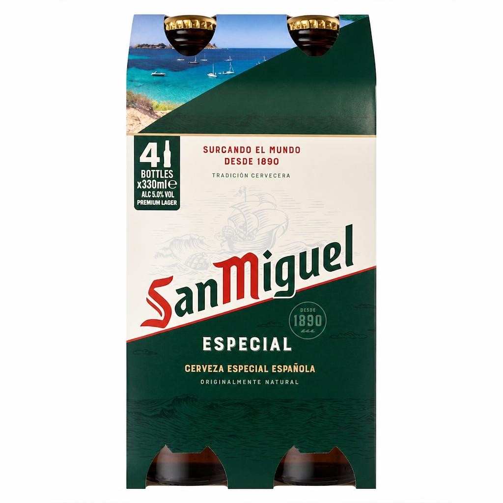 San Miguel Especial Lager Beer Bottle 4x330ml