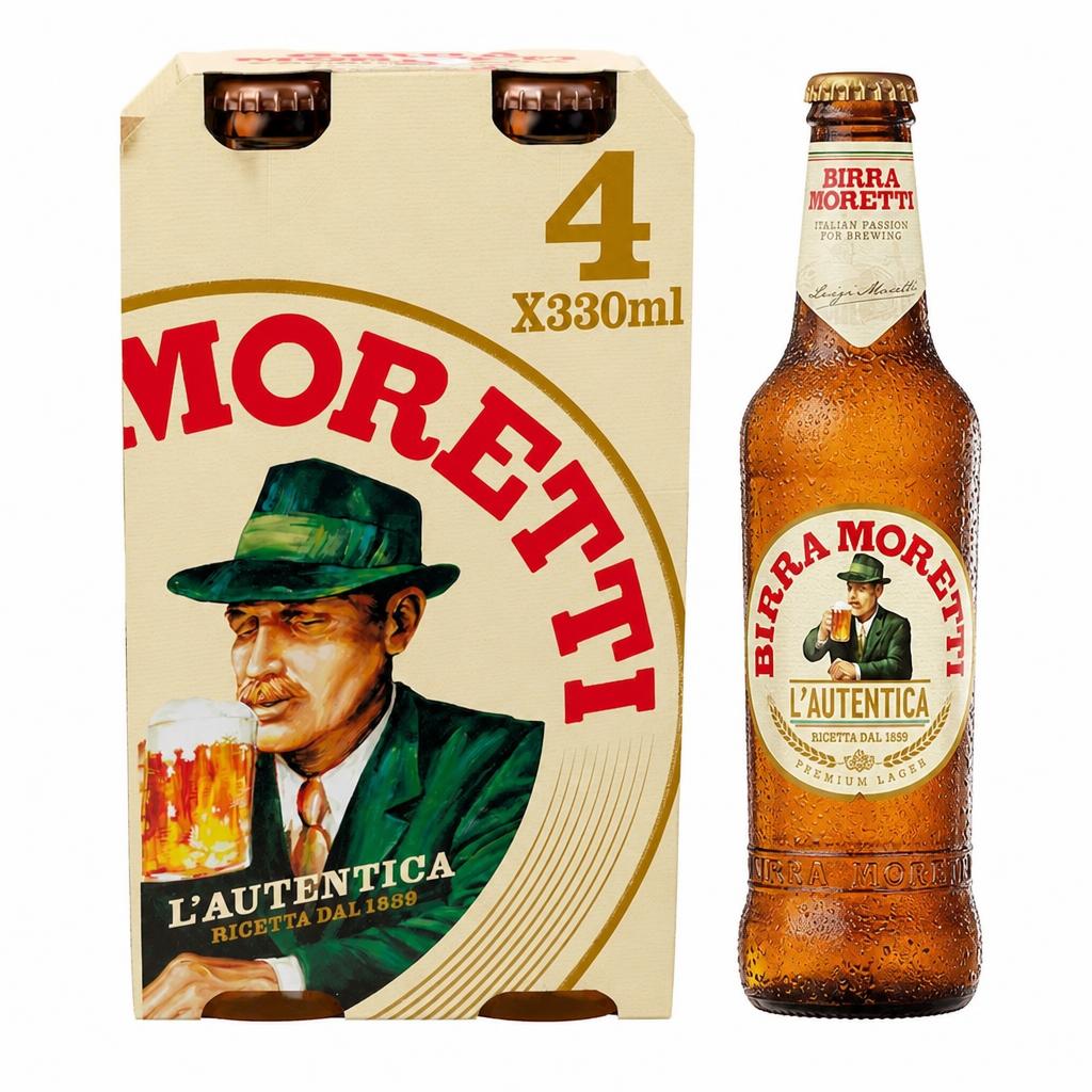 Birra Moretti Premium Lager Beer Bottle 4x330ml