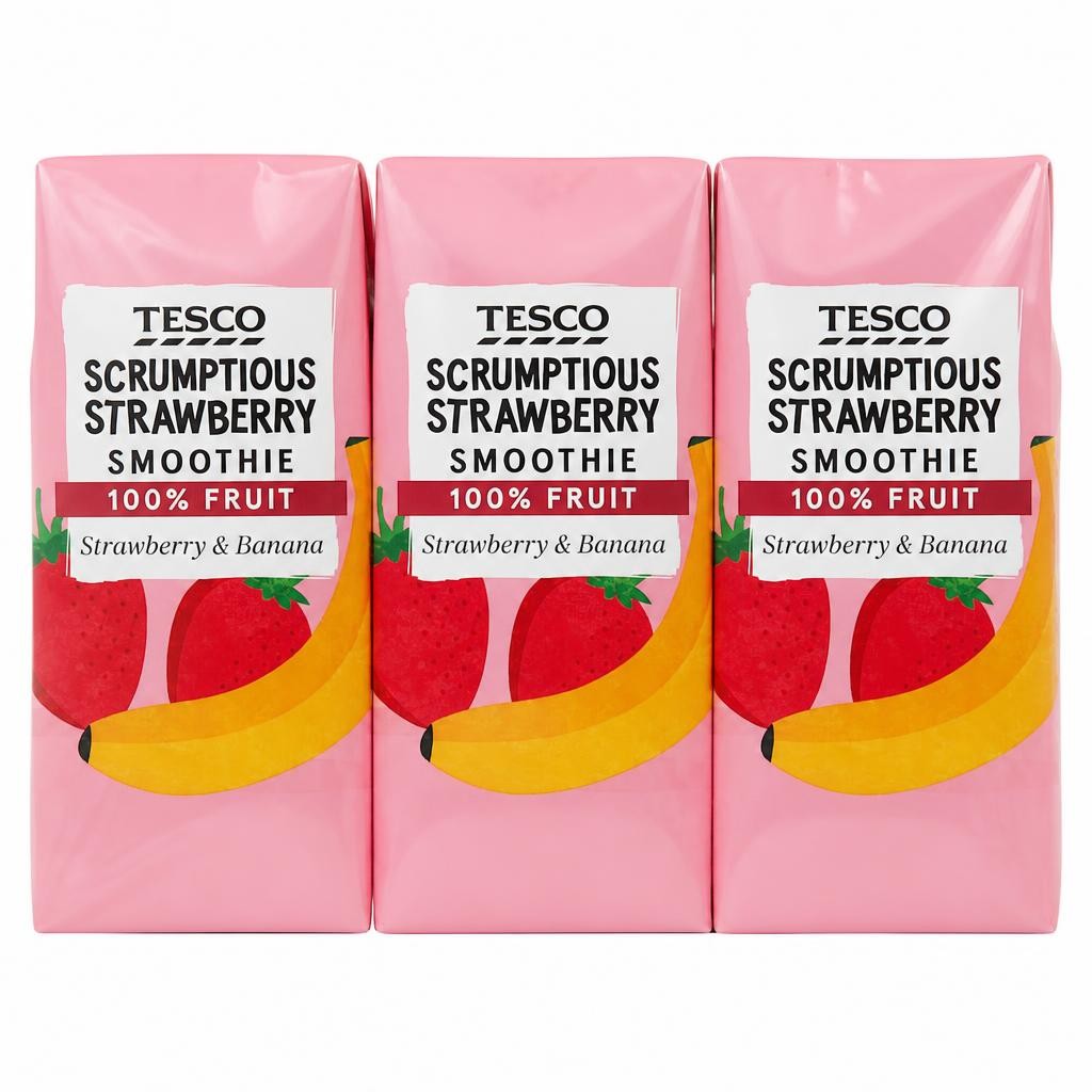 Tesco Scrumptious Strawberry Smoothie 3X200ml