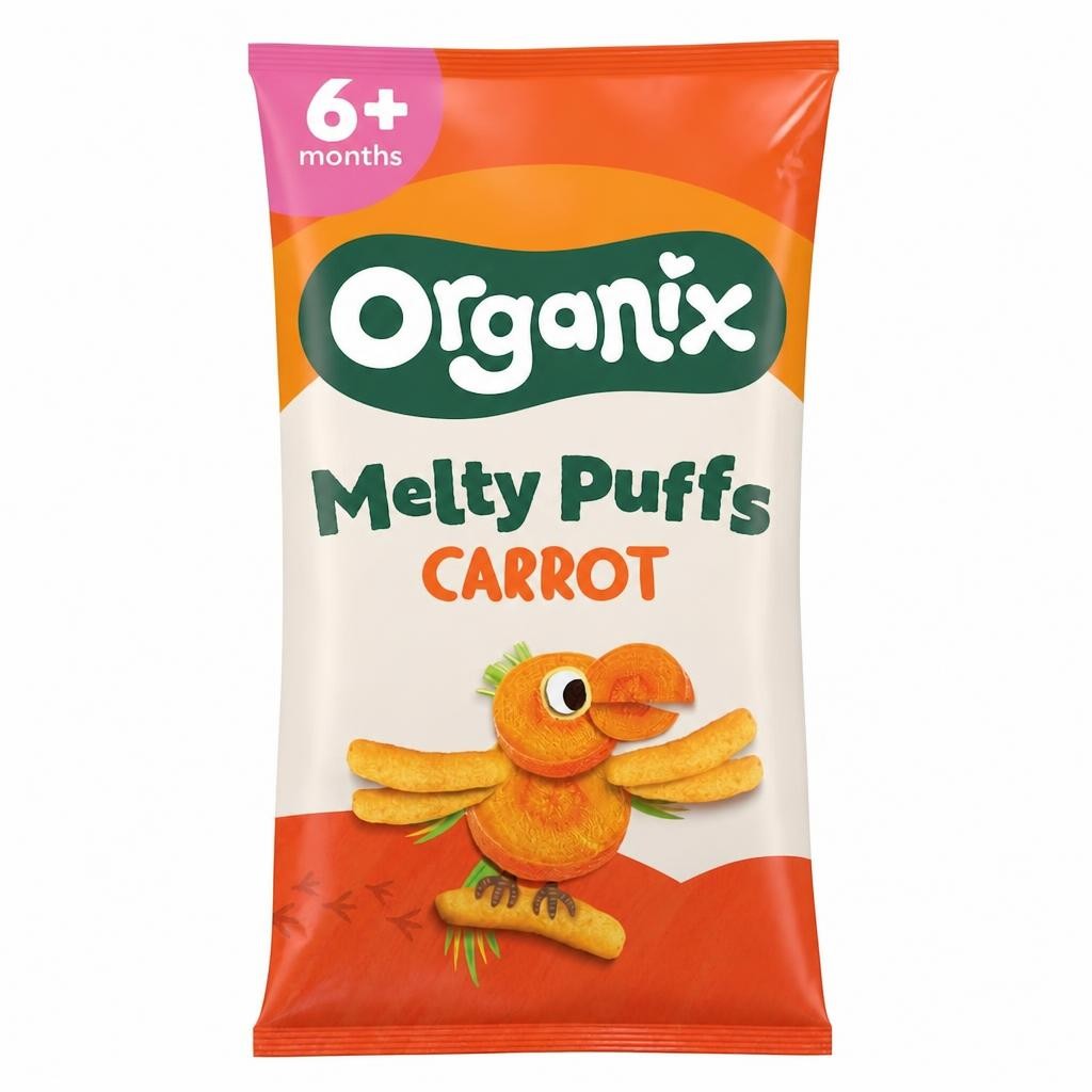 Organix Melty Organic Carrot Baby Puffs Snack Multipack 4x18g 6 months+