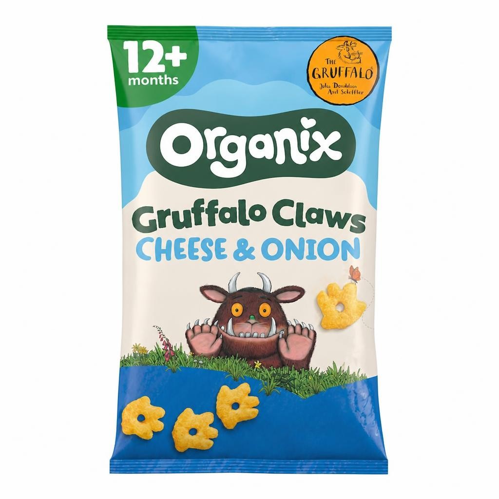 Organix Cheese & Onion Gruffalo Claws Organic Toddler Snack Multipack 4x15g 12 months+