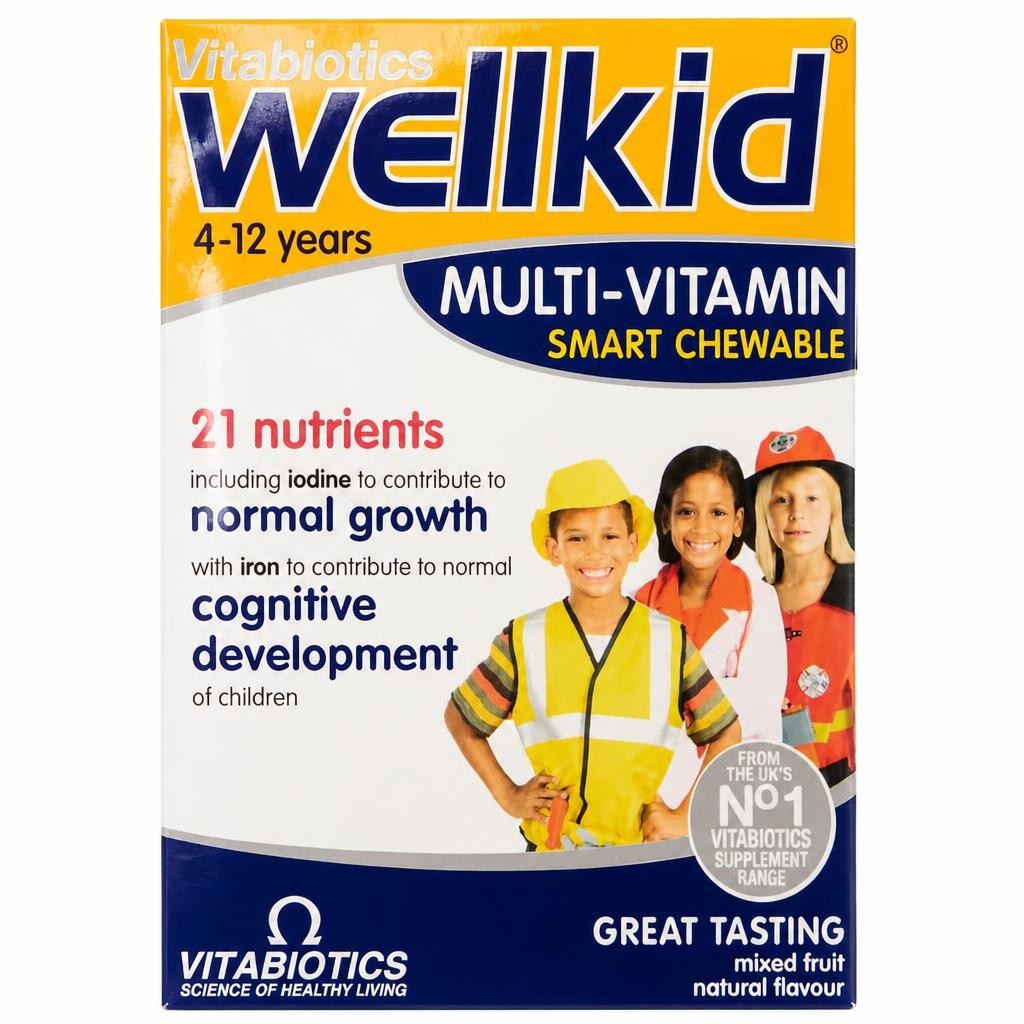 Vitabiotics Wellkid Multi-Vitamin Mixed Fruit Flavoured Chewable Tablets 30s