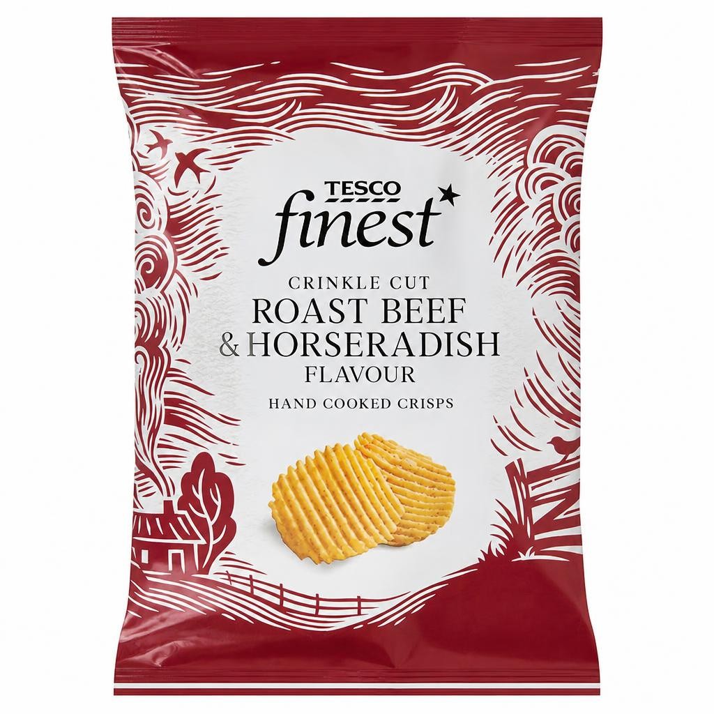 Tesco Finest Crinkle Cut Roast Beef & Horseradish Flavour Hand Cooked Crisps 150g
