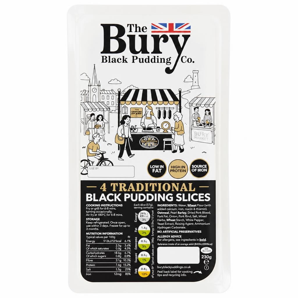 Bury Black Pudding 4 Slices 230G