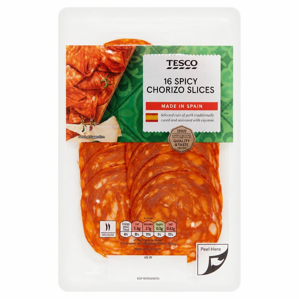 Tesco 16 Spicy Chorizo Slices 80G