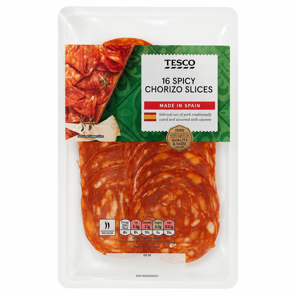Tesco 16 Spicy Chorizo Slices 80G
